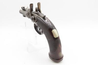 English ENGRAVED Antique BLANCH DOUBLEBARREL Percussion Pistol SNAP BAYONET With Custom Fitted Wooden Case - Image 17 of 17