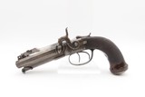English ENGRAVED Antique BLANCH DOUBLEBARREL Percussion Pistol SNAP BAYONET With Custom Fitted Wooden Case - Image 13 of 17