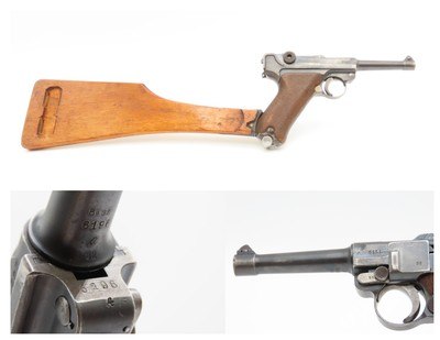WORLD WAR I Dated DWM Imperial German LUGER P.08 Pistol C&R SHOULDER STOCK1914 “GREAT WAR” Dated SEMI-AUTO Military Sidearm - Image 1 of 23