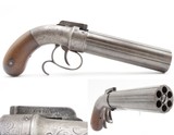 GOLD RUSH Era ALLEN & THURBER Antique WORCHESTER Period PEPPERBOX RevolverENGRAVED First DA Revolving Percussion Pistol - 1 of 16