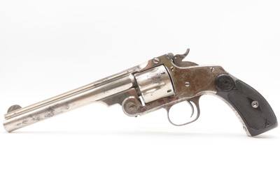 RARE, LETTERED AUSTRALIAN COLONIAL POLICE S&W No. 3 in .44 RUSSIAN Antique1 OF 30 6 1/2” Single Action .44 S&W RUSSIAN w/HOLSTER - Image 4 of 23