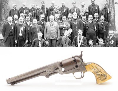 CSA OFFICER’S Antique CIVIL WAR Colt 1851 NAVY Inscription & Carved Ivories Battle of Pea Ridge Veteran, Carnegie Medal Awardee - Image 1 of 25