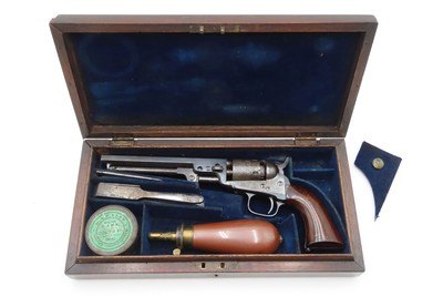 EARLY 3-DIGIT Antique LONDON MANUFACTORY COLT 1849 POCKET Revolver .31Cased with Inscription, Made c1853 - Image 18 of 25