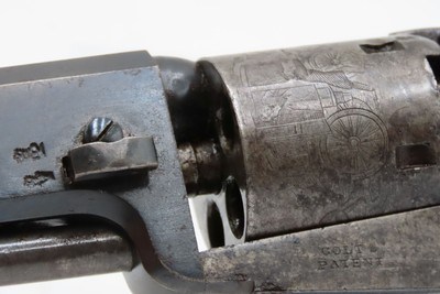 EARLY 3-DIGIT Antique LONDON MANUFACTORY COLT 1849 POCKET Revolver .31Cased with Inscription, Made c1853 - Image 12 of 25