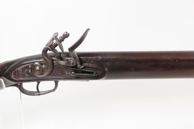1780-90s FLORAL ENGRAVING Flintlock OFFICER’S FUSIL Military Pattern Musket Large Bore w/SILVER THUMB PLATE & BAYONET LUG - Image 6 of 25