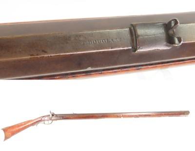 MID-1800s Antique T. DOUGLASS Full-Stock .44 Percussion American LONG RIFLE ENGRAVED Kentucky Style HUNTING/HOMESTEAD Longarm - Image 1 of 25