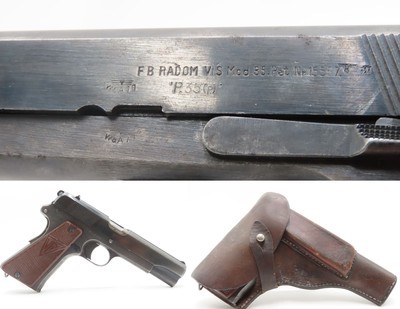 WORLD WAR II German Occupation POLISH RADOM VIS 35 9mm SEMI-AUTO Pistol C&RWWII THIRD REICH PROOFED with LEATHER HOLSTER - Image 1 of 20