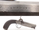 ENGRAVED Antique BRITISH Boxlock MANSTOPPER Percussion SELF DEFENSE Pistol“LONDON” Mid-1800s SIDEHAMMER Coat/Pocket Pistol - 1 of 18