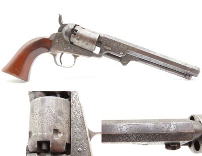 Scarce GUSTAVE YOUNG Factory Engraved COLT M1849 Percussion POCKET Revolver With Hand Engraved “PRESENTATION” Barrel Address - Image 1 of 22