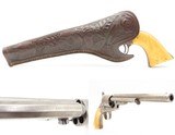 ENGRAVED Antique CIVIL WAR Era COLT M1851 NAVY Cartridge Conversion Revolver Manufactured in 1858 with IVORY GRIPS & HOLSTER - 1 of 20