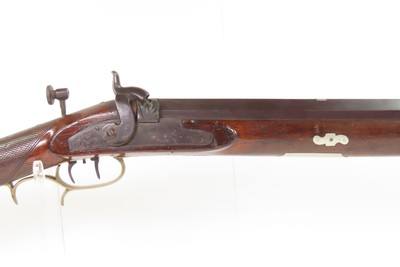 Antique R.B. GILLISPIE Half Stock Percussion HOMESTEAD/HUNTING Target Rifle ENGRAVED HEAVY BARREL .56 Cal. Longarm w/RICE LOCK - Image 4 of 19
