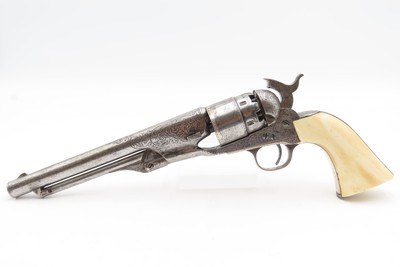 ENGRAVED CIVIL WAR Antique COLT Model 1860 Army with IVORY GRIP Made 1864With Gustave Young Pattern Scroll Engraving - Image 2 of 18