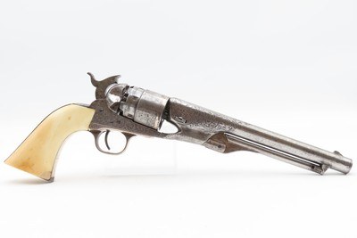 ENGRAVED CIVIL WAR Antique COLT Model 1860 Army with IVORY GRIP Made 1864With Gustave Young Pattern Scroll Engraving - Image 18 of 18