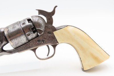 ENGRAVED CIVIL WAR Antique COLT Model 1860 Army with IVORY GRIP Made 1864With Gustave Young Pattern Scroll Engraving - Image 4 of 18
