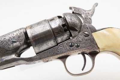 ENGRAVED CIVIL WAR Antique COLT Model 1860 Army with IVORY GRIP Made 1864With Gustave Young Pattern Scroll Engraving - Image 5 of 18