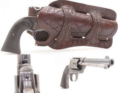 1907 mfr. COLT Bisley SINGLE ACTION ARMY .38-40 WCF C&R Revolver SAA With Hand-Tooled Heiser of Denver Holster