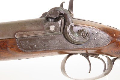 ENGLISH Antique R. HUGHES 14 Bore Double Barrel Percussion SHOTGUN ENGRAVED British SIDE x SIDE with GAME SCENE ENGRAVING - Image 25 of 25