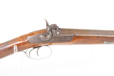 ENGLISH Antique R. HUGHES 14 Bore Double Barrel Percussion SHOTGUN ENGRAVED British SIDE x SIDE with GAME SCENE ENGRAVING - Image 5 of 25