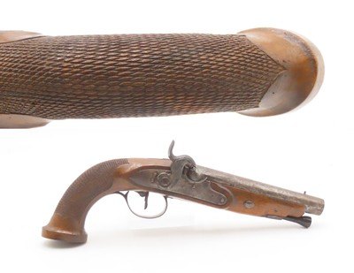 Antique Mid-1800s EUROPEAN .69 Percussion Self Defense MANSTOPPER PistolHandsome GENTLEMAN’S HOLSTER/COAT POCKET Pistol - Image 1 of 17