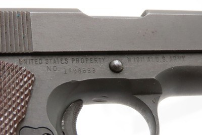 U.S. PROPERTY World War 2 REMINGTON-RAND M1911A1 Semi-Auto C&R 1942 HOLSTER UNITED STATES ARMY Model Chambered in .45 ACP - Image 5 of 23