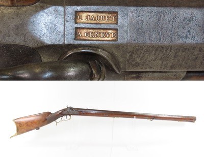 GOLD INLAID SWISS Antique C. JAQUET of GENEVA Percussion SCHUETZEN RifleMid-19th SPORTING/HUNTING RIFLE w/DOUBLE SET TRIGGER - Image 1 of 18