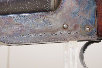 ITHACA Gun Company FLUES Double Barrel Side by Side C&R HAMMERLESS ShotgunENGRAVED and 1917 Manufactured in Ithaca, New York - Image 6 of 20