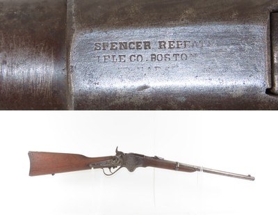 CIVIL WAR Antique SPENCER SR Carbine SPRINGFIELD Alteration STABLER Cut-Off Famous Civil War & Wild West REPEATER - Image 1 of 19
