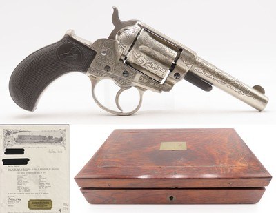 1877 CASED, LETTERED & ENGRAVED Antique COLT M1877 “Lightning” DA RevolverNEW YORK Shipped to SCHUYLER, HARTLEY & GRAHAM - Image 1 of 23