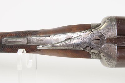 ENGRAVED British JAMES CARR & SONS Side x Side C&R HAMMERLESS 12 g. Shotgun - Image 13 of 23