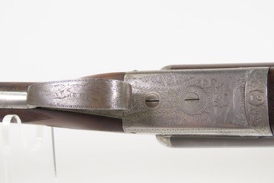 ENGRAVED British JAMES CARR & SONS Side x Side C&R HAMMERLESS 12 g. Shotgun - Image 9 of 23