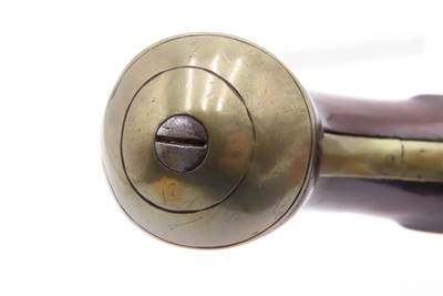 Early 1800s Antique BRASS BARREL British FLINTLOCK Pistol TOWER STYLE PROOFS LIGHTLY ENGRAVED Handgun with BRASS FURNITURE - Image 8 of 16