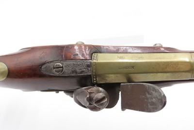 Early 1800s Antique BRASS BARREL British FLINTLOCK Pistol TOWER STYLE PROOFS LIGHTLY ENGRAVED Handgun with BRASS FURNITURE - Image 10 of 16