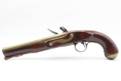 Early 1800s Antique BRASS BARREL British FLINTLOCK Pistol TOWER STYLE PROOFS LIGHTLY ENGRAVED Handgun with BRASS FURNITURE - Image 12 of 16