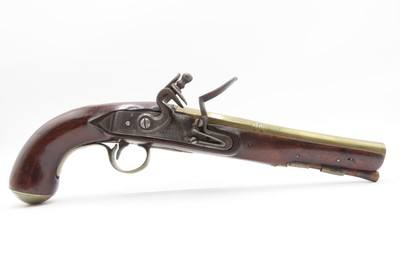 Early 1800s Antique BRASS BARREL British FLINTLOCK Pistol TOWER STYLE PROOFS LIGHTLY ENGRAVED Handgun with BRASS FURNITURE - Image 2 of 16