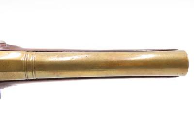 Early 1800s Antique BRASS BARREL British FLINTLOCK Pistol TOWER STYLE PROOFS LIGHTLY ENGRAVED Handgun with BRASS FURNITURE - Image 9 of 16