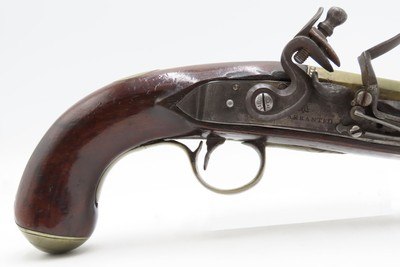 Early 1800s Antique BRASS BARREL British FLINTLOCK Pistol TOWER STYLE PROOFS LIGHTLY ENGRAVED Handgun with BRASS FURNITURE - Image 4 of 16