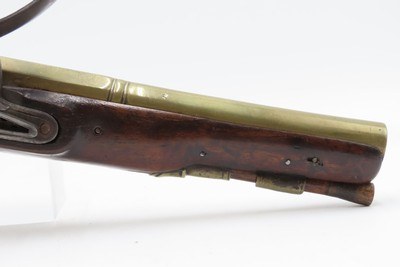 Early 1800s Antique BRASS BARREL British FLINTLOCK Pistol TOWER STYLE PROOFS LIGHTLY ENGRAVED Handgun with BRASS FURNITURE - Image 3 of 16
