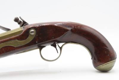 Early 1800s Antique BRASS BARREL British FLINTLOCK Pistol TOWER STYLE PROOFS LIGHTLY ENGRAVED Handgun with BRASS FURNITURE - Image 14 of 16