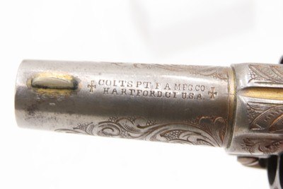 LETTERED Antique Engraved Gold COLT NEW LINE .41 RF Revolver w/PEARL GRIPSNEW YORK Shipped to SCHUYLER, HARTLEY & GRAHAM - Image 3 of 20