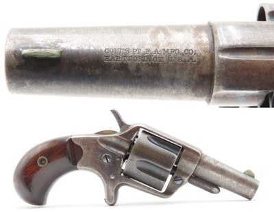 COLT Antique NEW LINE 5-Shot .41 RF Hideout POCKET Revolver “THE BIG COLT”ETCHED PANEL Manufactured in 1876 BRITISH PROOFED - Image 1 of 16