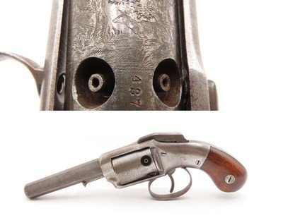 RARE Antique ALLEN & WHEELOCK Large Frame DOUBLE ACTION Percussion Revolver CIVIL WAR Era BAR HAMMER Pocket w/CYLINDER SCENE - Image 1 of 21