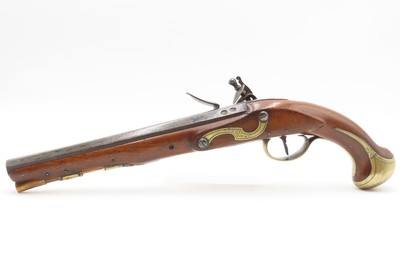 Late-1700s WILLIAMS of London Antique British FLINTLOCK Self Defense Pistol Late 18th Century Handgun with BRASS FURNITURE - Image 11 of 17