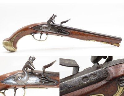 Late-1700s WILLIAMS of London Antique British FLINTLOCK Self Defense Pistol Late 18th Century Handgun with BRASS FURNITURE - Image 1 of 17