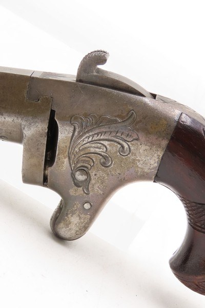 RARE Post-CIVIL WAR Antique NATIONAL ARMS No. 2 .41 RF Derringer WILD WESTFACTORY ENGRAVED Swivel Barrel PRE-COLT Pistol - Image 4 of 17