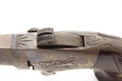 RARE Post-CIVIL WAR Antique NATIONAL ARMS No. 2 .41 RF Derringer WILD WESTFACTORY ENGRAVED Swivel Barrel PRE-COLT Pistol - Image 7 of 17