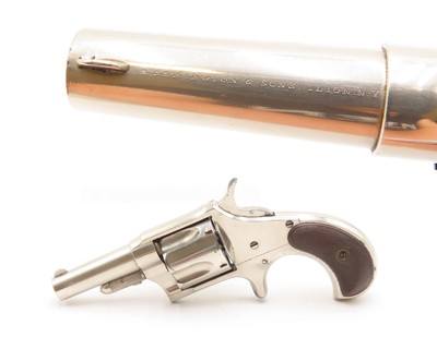 1870-80s REMINGTON “New Model No. 4” .38 RF Self Defense POCKET RevolverVERY NICE WILD WEST Conceal/Carry NICKEL FINISH - Image 1 of 16