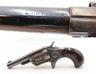 1876 Antique COLT “New Line” .30 RF ETCHED PANED Pocket Revolver WILD WESTCONDITION! With DESIRABLE CASE-HARDENED FRAME - Image 1 of 17