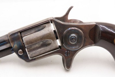 1876 Antique COLT “New Line” .30 RF ETCHED PANED Pocket Revolver WILD WESTCONDITION! With DESIRABLE CASE-HARDENED FRAME - Image 4 of 17