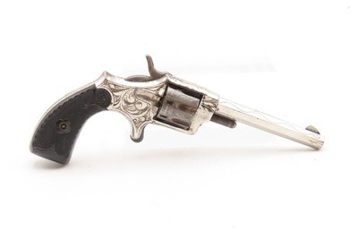 RARE Hopkins & Allen FACTORY ENGRAVED Antique “CZAR” Single Action Revolver WILD WEST Pocket Carry .22 Rimfire NICKEL PLATED - Image 16 of 19