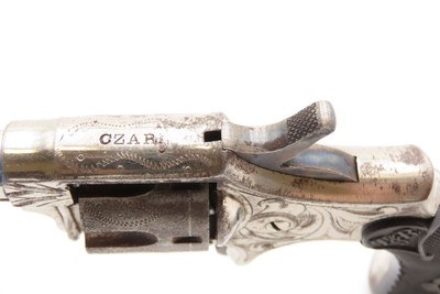 RARE Hopkins & Allen FACTORY ENGRAVED Antique “CZAR” Single Action Revolver WILD WEST Pocket Carry .22 Rimfire NICKEL PLATED - Image 7 of 19